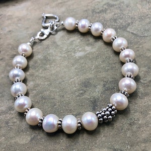 Moonlight Love - Freshwater Pearl and Sterling Silver Bracelet