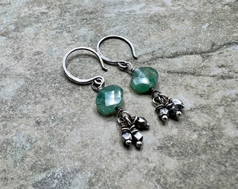 Green Lanterns - Aventurine and Hilltribe Fine Silver Earrings