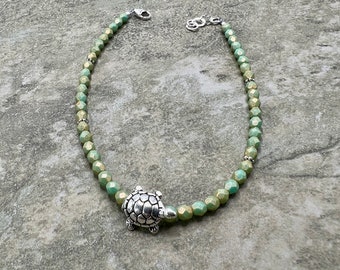 Barefoot - Turtle and Fire Polish Bead Anklet