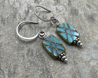 Bleu - Picasso Czech Glass and Sterling Silver Earrings