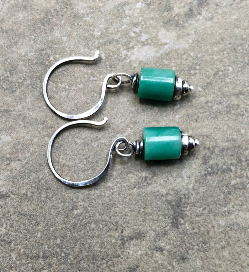 Upcycled Aventurine and Sterling Silver Earrings image 2