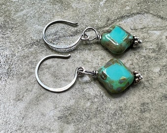 Beachcomber - Picasso Czech Glass and Sterling Silver Earrings