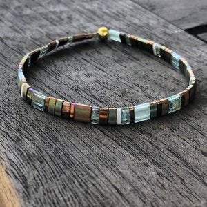 Olivine Colorful Tila Tile Stretch Bracelet image 2