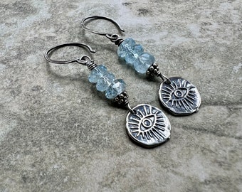 Blue Eyes - Aquamarine and Sterling Silver Earrings