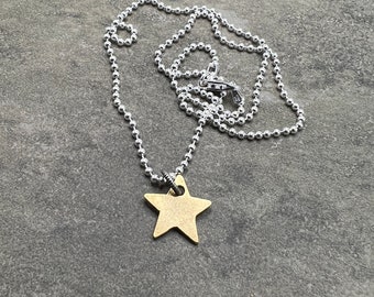 Shine - 24k Gold Plated Pewter Star and Sterling Silver Necklace