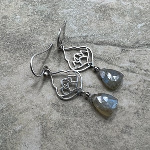 Lotus and the Light - Labradorite and Sterling Silver Earrings