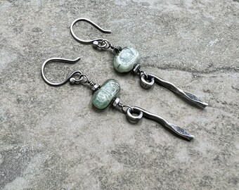 Boho Hilltribe - Kyanite, Hilltribe Fine and Sterling Silver Earrings