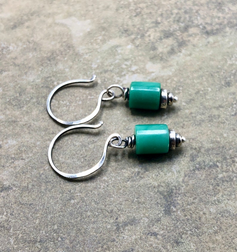 Upcycled Aventurine and Sterling Silver Earrings image 1