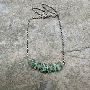 Sea Moss - Green Kyanite and Sterling Silver Bar Necklace