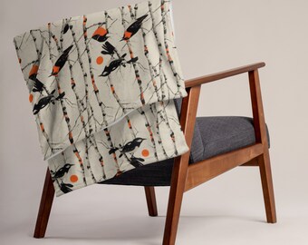 Throw Blanket - Birds in Birch Print