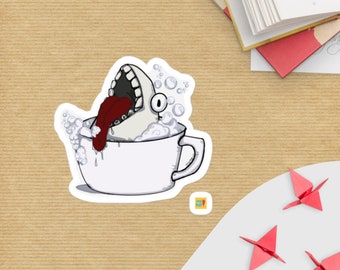 Coffee Monster Bath Time! - 3x3 in. Kiss-Cut Bubble-free sticker