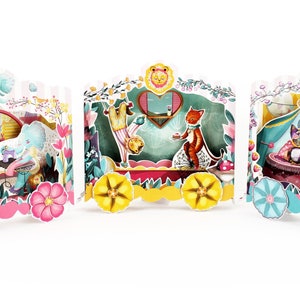 Circus Diorama Book - 3 DIY DIORAMA KITS in one book - cats elephants tigers lions - kit papercraft vintage circus trucks illustration craft