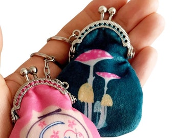 Mini Mushroom Purse - key ring handmade toadstool tiny cute little purse