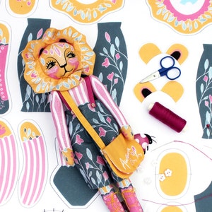 DIY Kit - Auroara the Circus Lion Juggler - sewing big cat doll STUFFING NOT included