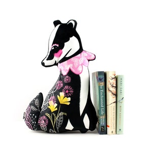 Floral Badger softie plush - animal illustrated homewares nursery decor illustration