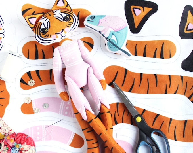 Tiger Plush Doll DIY KIT Plush Sewing Kit Sewing Big Cat Etsy