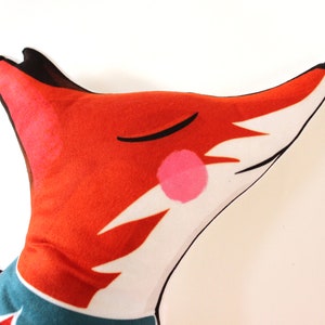 Travelling Fox cushion softie plush floral throw pillow animal illustrated homewares nursery decor illustration kitsune image 4