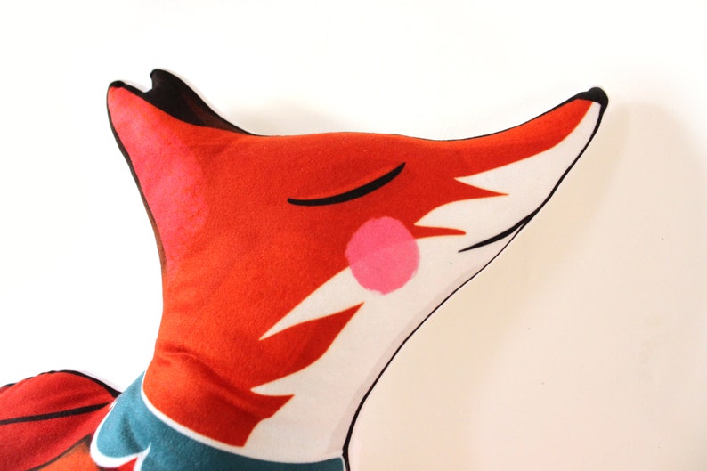 Travelling Fox cushion softie plush floral throw pillow animal illustrated homewares nursery decor illustration kitsune image 4