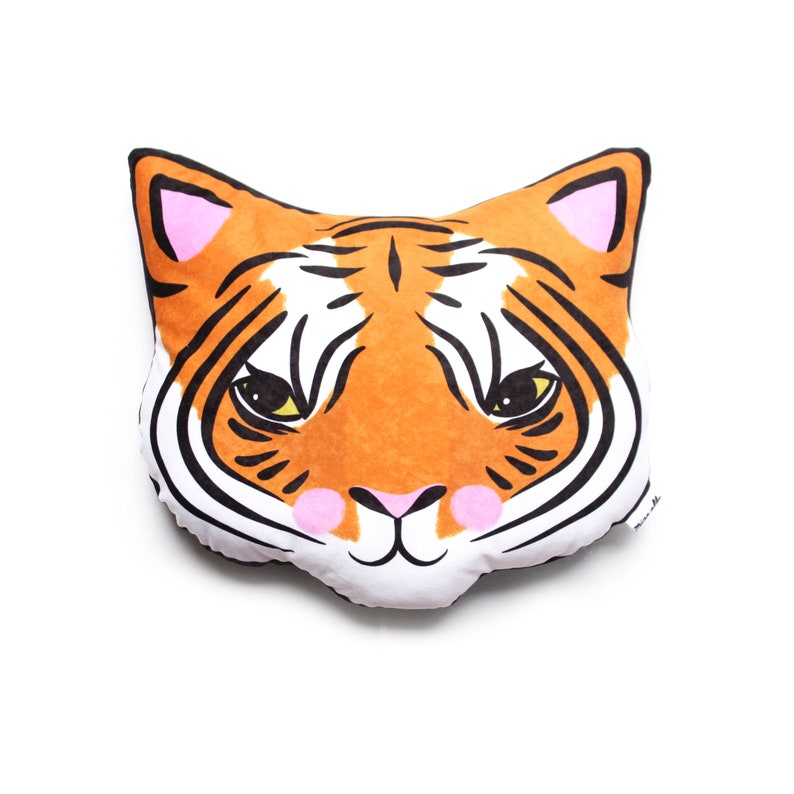 DIY KIT Tiger cushion softie plush various colours throw pillow blue orange pink cats big cat Orange Tiger