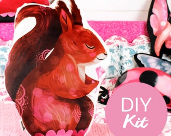 DIY Sewing Kit - Squirrel Cushion - Red Squirrel pillow