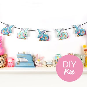 Circus Bunnyting Bunting DIY KIT  - plush kit bunnies rabbits home decor bunny decoration nursery