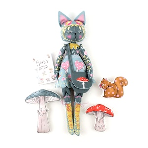 Cat Dolly DIY KIT Flora the Forager and pals and book sewing kit sewing cat doll image 7