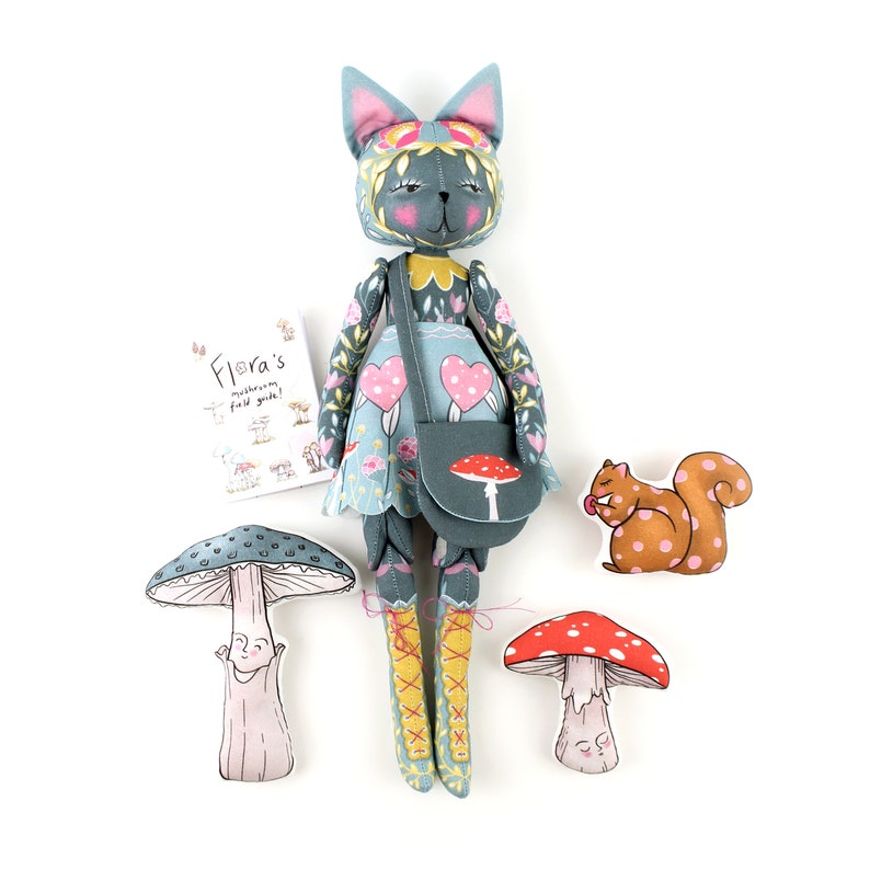 Cat Dolly DIY KIT Flora the Forager and pals and book sewing kit sewing cat doll image 7