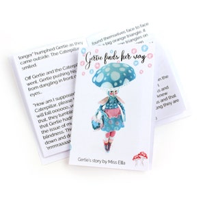 Mushroom Dolly DIY KIT Gertie the Mushroom Girl with 20 page story book sewing kit sewing cat doll image 4