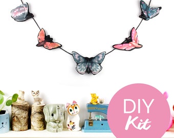 DIY naaien KIT - Butterfly en Moth Bunting - kit motten vlinders home decor decoraties kinderkamer