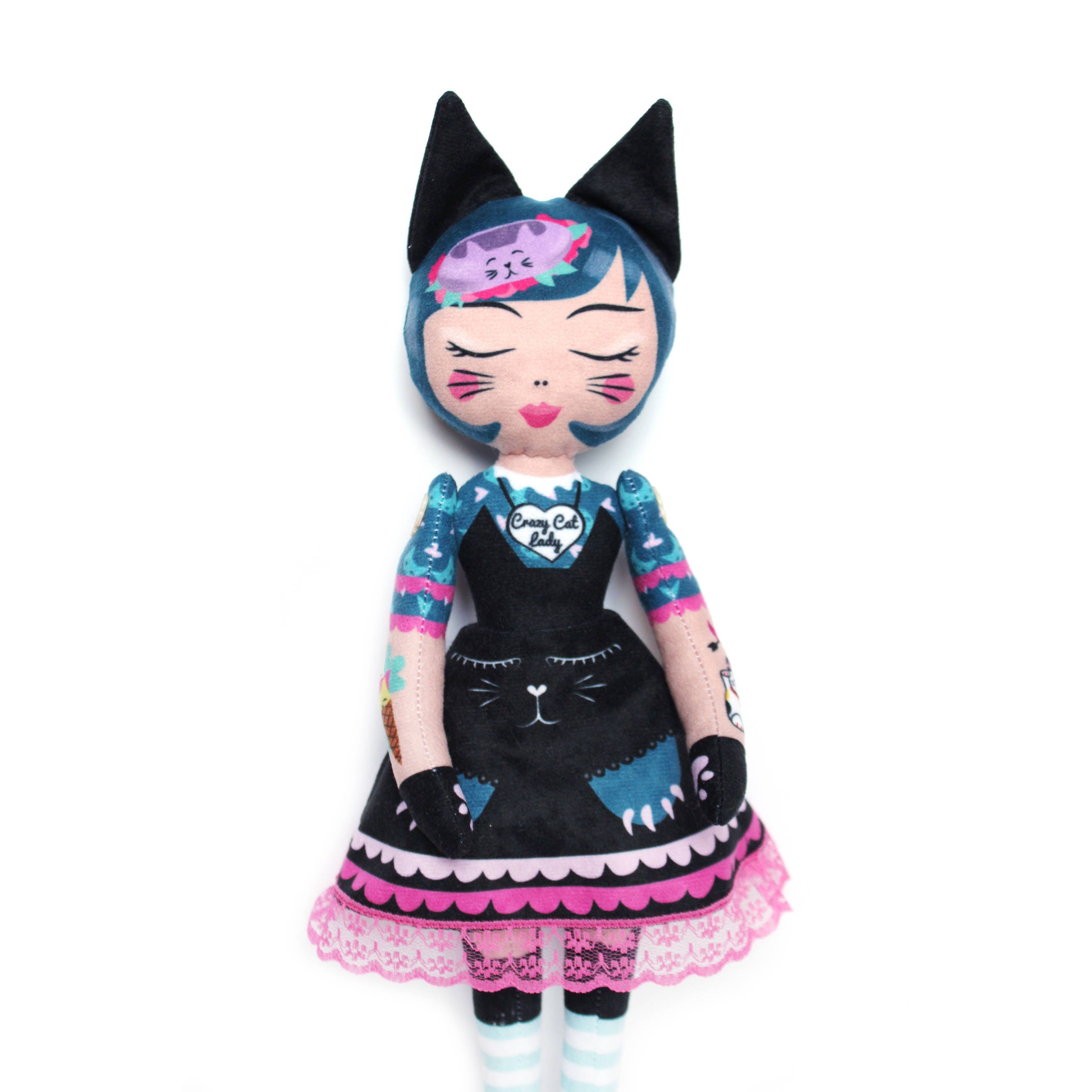 Crazy Cat Lady Dolly with 4 cats Freyja and pals doll Etsy