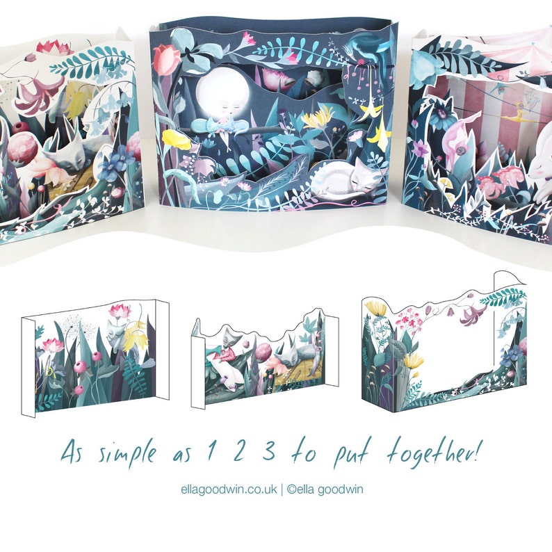 Cat Moon Diorama Book 3 DIY DIORAMA KITS in One Book Diy Etsy UK