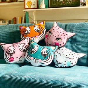 DIY KIT Tiger cushion softie plush various colours throw pillow blue orange pink cats big cat image 7