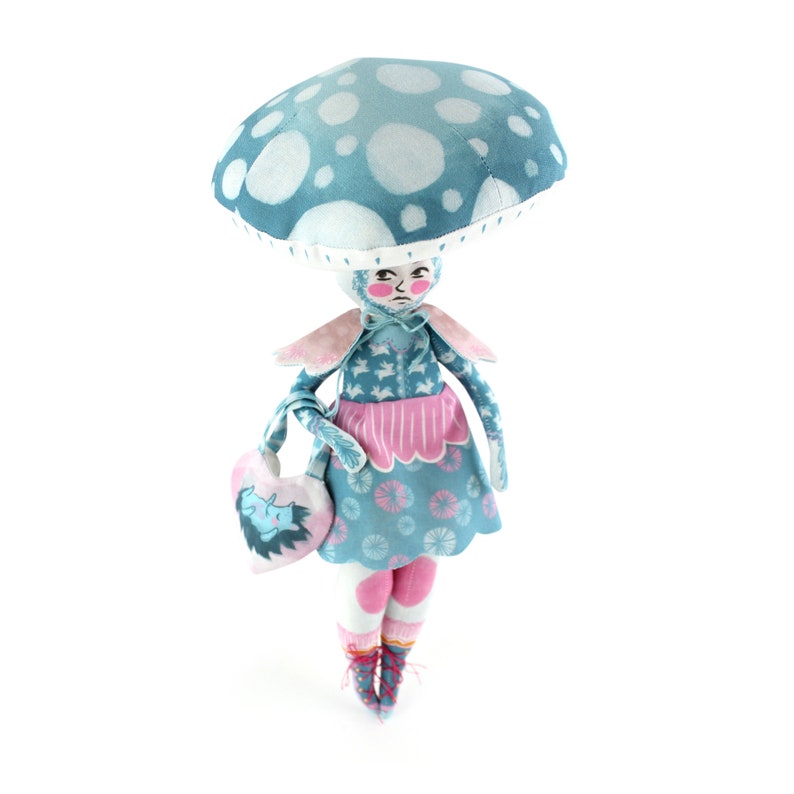 Mushroom Dolly DIY KIT Gertie the Mushroom Girl with 20 page story book sewing kit sewing cat doll image 7
