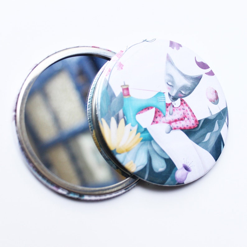 Cat sewing pocket mirror cats cat lady seamstress accessories stocking fillers stuffers image 2