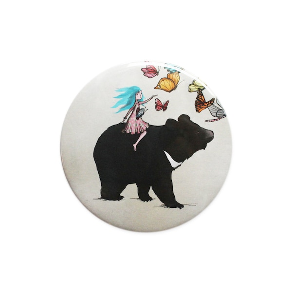 Lune Ours miroir papillons de poche - ours brun ours asiatique accessoires papillon fille jersey charges encarts