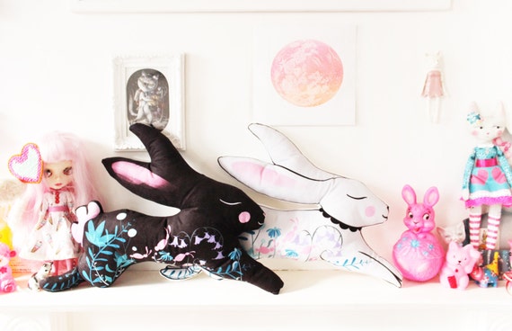 Bunny cushion softie plush floral throw pillow rabbit hare | Etsy