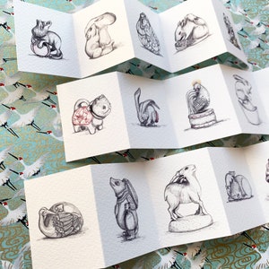 Netsuke Sketches Mini Concertina Books - 16 Sketches of Netsuke ...