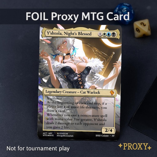 Błogosławiony Proxy Y'shtola Night – Karta Proxy MTG Anime Waifu, Alternatywna Sztuka Kart Dowódcy EDH