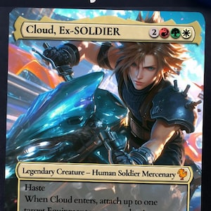 Cloud Ex-Soldier Commander Proxy – Final Fantasy x MTG Alt‑Art Foil Card (xixi-10)