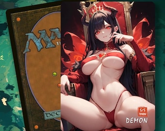 MTG Demon Token 5/5, Anime Waifu Art, Alt-Art Token für EDH/Commander (IS-40)