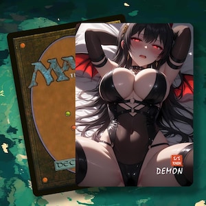 Ficha de Demonio MTG 5/5, Arte de Waifu de Anime, Ficha de Arte Alternativo para EDH/Commander (IS-46)