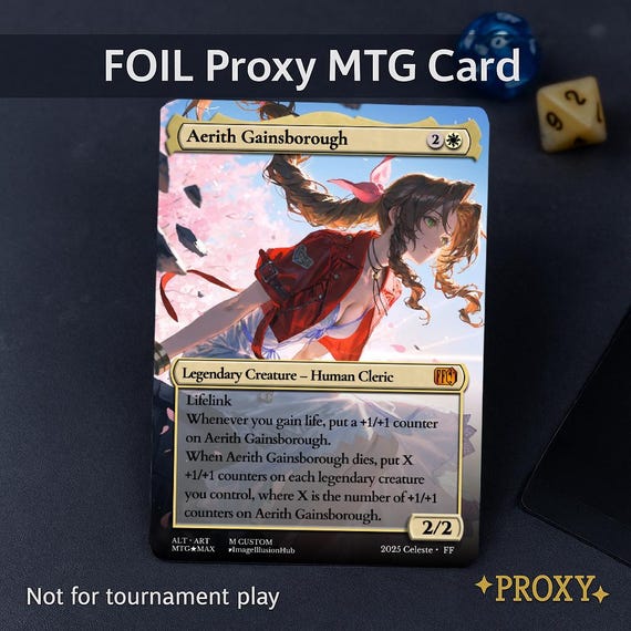Aerith Gainsborough Proxy  Anime Waifu MTG Proxy Card, Alt Art EDH  Commander Cards