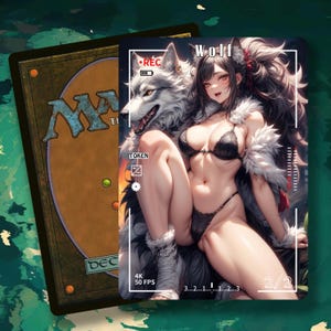 MTG Wolf Token 2/2, Anime Waifu Art, Alt-Art Token for EDH/Commander（IS-24）