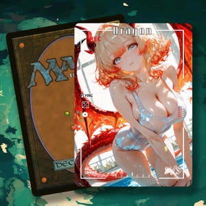 MTG Dragon Token 5/5, Anime Waifu Art, Alt-Art Token for EDH/Commander (IS-58)