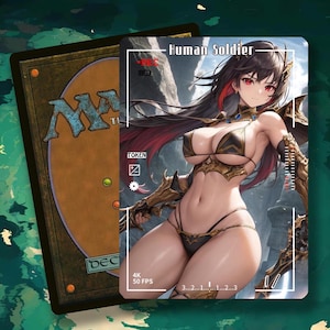 Żeton żołnierza MTG 1/1, grafika anime Waifu, żeton alternatywnej grafiki dla EDH/Dowódcy (IS-27)
