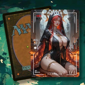 Segnalino Spirito MTG 1/1, Illustrazione Anime Waifu, Segnalino con Illustrazione Alternativa per EDH/Commander (IS-23)