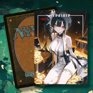 Jeton MTG Treasure, oeuvre d&#39;art Waifu d&#39;anime, jeton artistique alternatif pour EDH/commandant (IS-68)