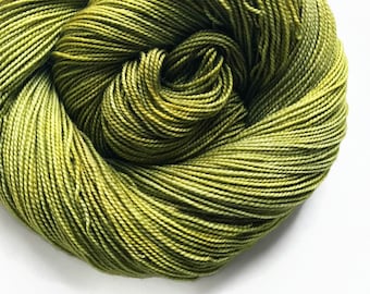 WILLOW hand dyed yarn fingering sock dk bulky yarn super wash merino wool yarn single or ply. you choose your base. golden green yellow yarn