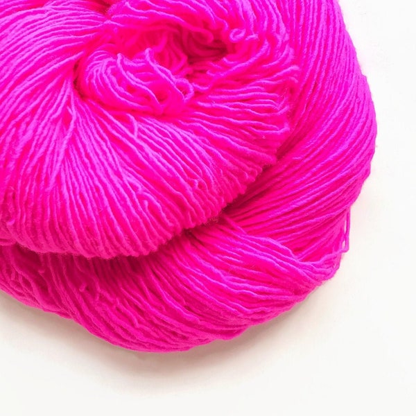 POP at NOTHING pink hand dyed yarn fingering sock dk bulky yarn merino wool yarn single or ply. you choose base. deep neon hot pink yarn