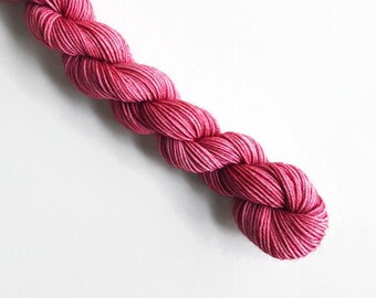 ROUGE hand dyed yarn mini skein. sock fingering DK yarn, merino wool knitting crochet. choose yarn base. wine rose blush pink yarn